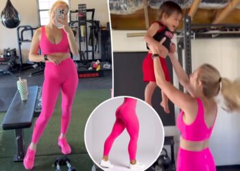 Brittany Mahomes u teretani u podebljanoj All-Pink aktivnoj odjeći