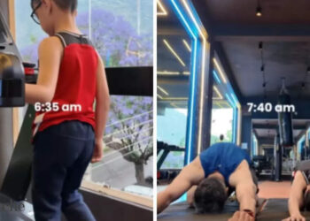 6-godišnjak se budi u 5 ujutro, ne zbog crtanih filmova, već zbog teretane. Njegova vježba izaziva raspravu o disciplini nasuprot izgubljenom djetinjstvu.