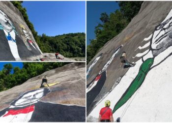 Umjetnički vagali masivno rock lice za slikanje hrvatskih ikona na muralima