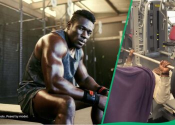 Čovjek koristi pokrivač tijekom zimskog treninga, Tiktok video teretane Fanatic Amuss SA