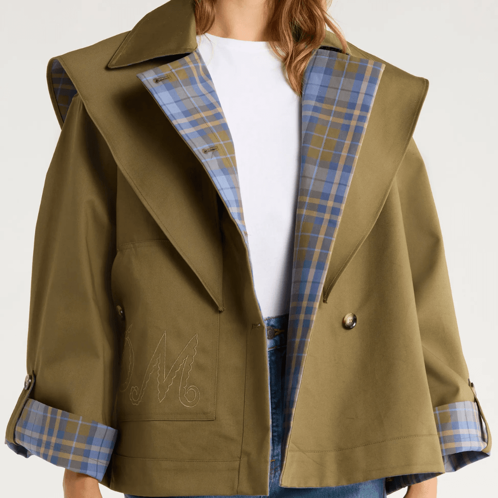 Trenč kaput Damson Madder Jerry Reversible Crop od organskog pamuka