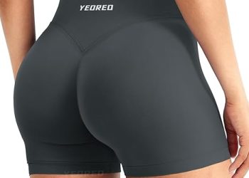 Kratke hlače za vježbanje visokog struka YEOREO SoftHue – 4,5″ unutarnji šav, bez šavova, za podizanje stražnjice, idealne za teretanu i vježbanje