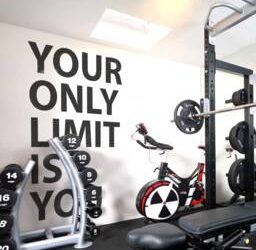 Plakati za vježbanje u teretani: Inspirativni sportski citat o ‘tjelovježbi’ – Zidna naljepnica i vinilni umjetnički mural za uređenje dvorane (Geckoo)