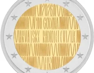 Službeno izdana hrvatska prigodna kovanica od 2 eura „100 godina Hrvatske radiotelevizije“