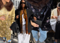 It Girl u zimskom outfitu s ogrlicom s resicama i pashmina šalom